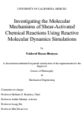 Cover page: Investigating the Molecular Mechanisms of Shear-Activated Chemical Reactions Using Reactive Molecular Dynamics Simulations