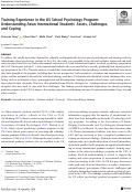 Cover page: Training Experience in the US School Psychology Program: Understanding Asian International Students’ Assets, Challenges, and Coping