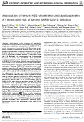 Cover page: Association of serum HDL-cholesterol and apolipoprotein A1 levels with risk of severe SARS-CoV-2 infection