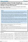 Cover page: A Qualitative Study of Provider Thoughts on Implementing Pre-Exposure Prophylaxis (PrEP) in Clinical Settings to Prevent HIV Infection