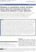 Cover page: Alterations in acylcarnitines, amines, and lipids inform about the mechanism of action of citalopram/escitalopram in major depression