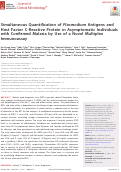 Cover page: Simultaneous Quantification of Plasmodium Antigens and Host Factor C-Reactive Protein in Asymptomatic Individuals with Confirmed Malaria by Use of a Novel Multiplex Immunoassay