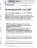 Cover page: Association of Prenatal Alcohol Exposure With Psychological, Behavioral, and Neurodevelopmental Outcomes in Children From the Adolescent Brain Cognitive Development Study