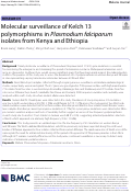 Cover page: Molecular surveillance of Kelch 13 polymorphisms in Plasmodium falciparum isolates from Kenya and Ethiopia.