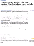 Cover page: Improving Pediatric Resident Safety Event Reporting Using Quality Improvement Methods