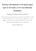 Cover page: Structure and Dynamics of the Quasi-Liquid Layer at the Surface of Ice from Molecular Simulations