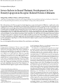 Cover page: Severe defects in dorsal thalamic development in low-density lipoprotein receptor-related protein-6 mutants