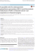 Cover page: A possible role for selenoprotein glutathione peroxidase (GPx1) and thioredoxin reductases (TrxR1) in thyroid cancer: our experience in thyroid surgery