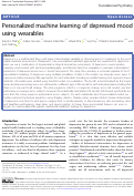 Cover page: Personalized machine learning of depressed mood using wearables