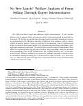 Cover page: No Free Lunch? Welfare Analysis of Firms Selling Through Expert Intermediaries