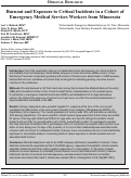 Cover page: Burnout and Exposure to Critical Incidents in a Cohort of Emergency Medical Services Workers from Minnesota