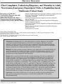 Cover page: Chief Complaints, Underlying Diagnoses, and Mortality in Adult, Non-trauma Emergency Department Visits: A Population-based, Multicenter Cohort Study