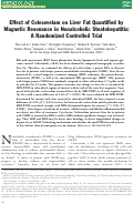 Cover page: Effect of colesevelam on liver fat quantified by magnetic resonance in nonalcoholic steatohepatitis: A randomized controlled trial