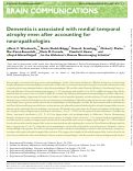 Cover page: Dementia is associated with medial temporal atrophy even after accounting for neuropathologies