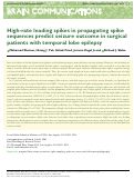 Cover page: High-rate leading spikes in propagating spike sequences predict seizure outcome in surgical patients with temporal lobe epilepsy.