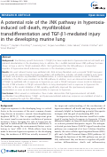 Cover page: A potential role of the JNK pathway in hyperoxia-induced cell death, myofibroblast transdifferentiation and TGF-β1-mediated injury in the developing murine lung