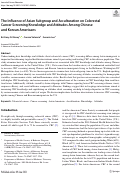 Cover page: The Influence of Asian Subgroup and Acculturation on Colorectal Cancer Screening Knowledge and Attitudes Among Chinese and Korean Americans