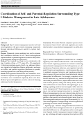 Cover page: Coordination of Self- and Parental-Regulation Surrounding Type I Diabetes Management in Late Adolescence