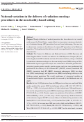 Cover page: National variation in the delivery of radiation oncology procedures in the non-facility-based setting.