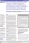 Cover page: Moral uncertainty and distress about voluntary assisted dying prior to legalisation and the implications for post-legalisation practice: a qualitative study of palliative and hospice care providers in Queensland, Australia.