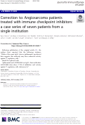 Cover page: Correction to: Angiosarcoma patients treated with immune checkpoint inhibitors: a case series of seven patients from a single institution