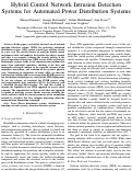 Cover page: Hybrid Control Network Intrusion Detection Systems for Automated Power Distribution Systems