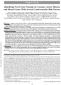 Cover page: Identifying Novel Gene Variants in Coronary Artery Disease and Shared Genes With Several Cardiovascular Risk Factors.