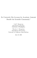 Cover page: Do University Site Licenses for Academic Journals Benefit the Scientific Community?