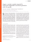 Cover page: Augmin: a protein complex required for centrosome-independent microtubule generation within the spindle