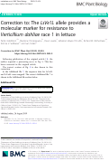 Cover page: Correction to: The LsVe1L allele provides a molecular marker for resistance to Verticillium dahliae race 1 in lettuce.
