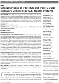 Cover page: Characteristics of Post-ICU and Post-COVID Recovery Clinics in 29 U.S. Health Systems