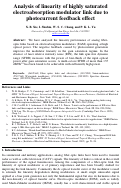 Cover page: Analysis of linearity of highly saturated electroabsorption modulator link due to photocurrent feedback effect