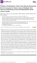 Cover page: Extensive Distribution of the Lyme Disease Bacterium, Borrelia burgdorferi Sensu Lato, in Multiple Tick Species Parasitizing Avian and Mammalian Hosts across Canada