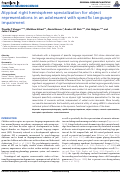 Cover page: Atypical Right Hemisphere Specialization for Object Representations in an Adolescent with Specific Language Impairment