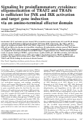 Cover page: Signaling by proinflammatory cytokines: oligomerization of TRAF2 and TRAF6 is sufficient for JNK and IKK activation and target gene induction via an amino-terminal effector domain