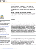 Cover page: Epidemiological evaluation of cat health at a first-response animal shelter in Fukushima, following the Great East Japan Earthquakes of 2011.