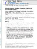 Cover page: Maternal Childhood Adversity, Prepregnancy Obesity, and Gestational Weight Gain