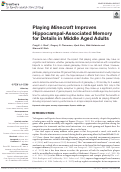 Cover page: Playing Minecraft Improves Hippocampal-Associated Memory for Details in Middle Aged Adults