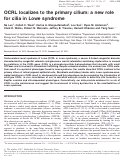 Cover page: OCRL localizes to the primary cilium: a new role for cilia in Lowe syndrome