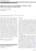 Cover page: Adolescents’ Response to Parental Efforts to Influence Eating Habits: When Parental Warmth Matters