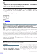 Cover page: Barriers to and Facilitators of User Engagement With Digital Mental Health Interventions: Systematic Review