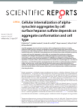 Cover page: Cellular internalization of alpha-synuclein aggregates by cell surface heparan sulfate depends on aggregate conformation and cell type