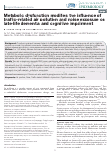 Cover page: Metabolic dysfunction modifies the influence of traffic-related air pollution and noise exposure on late-life dementia and cognitive impairment