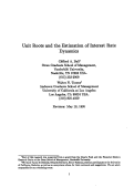 Cover page: Unit Roots and the Estimation of Interest Rate Dynamics