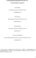 Cover page: Comprehending and Regulating Financial Crises: An Interdisciplinary Approach