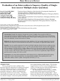 Cover page: Evaluation of an Intervention to Improve Quality of Single-best Answer Multiple-choice Questions