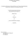 Cover page: Evaluating the Effectiveness of Parent-Child Interaction Therapy for Spanish Speaking Families Whose Children Have Autism Spectrum Disorder