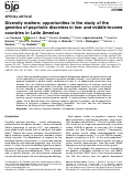 Cover page: Diversity matters: opportunities in the study of the genetics of psychotic disorders in low- and middle-income countries in Latin America