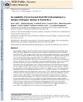 Cover page: Acceptability of cervical and anal HPV self-sampling in a sample of Hispanic women in Puerto Rico.