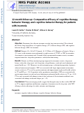 Cover page: Twelve-month follow-up: Comparative efficacy of cognitive therapy, behavior therapy, and cognitive behavior therapy for patients with insomnia.